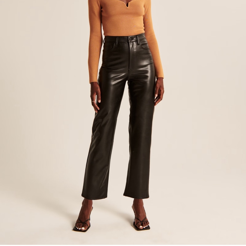 Abercrombie Vegan Leather Ankle Straight Pant